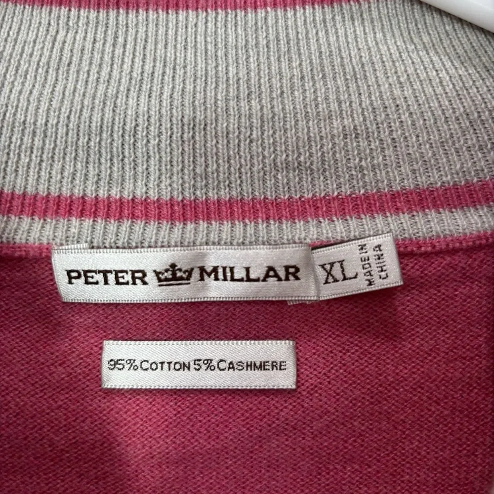 Peter Millar 1/4 Zip Sweater Mens XL Cotton Cashmere Pink Mock Neck Preppy Luxe